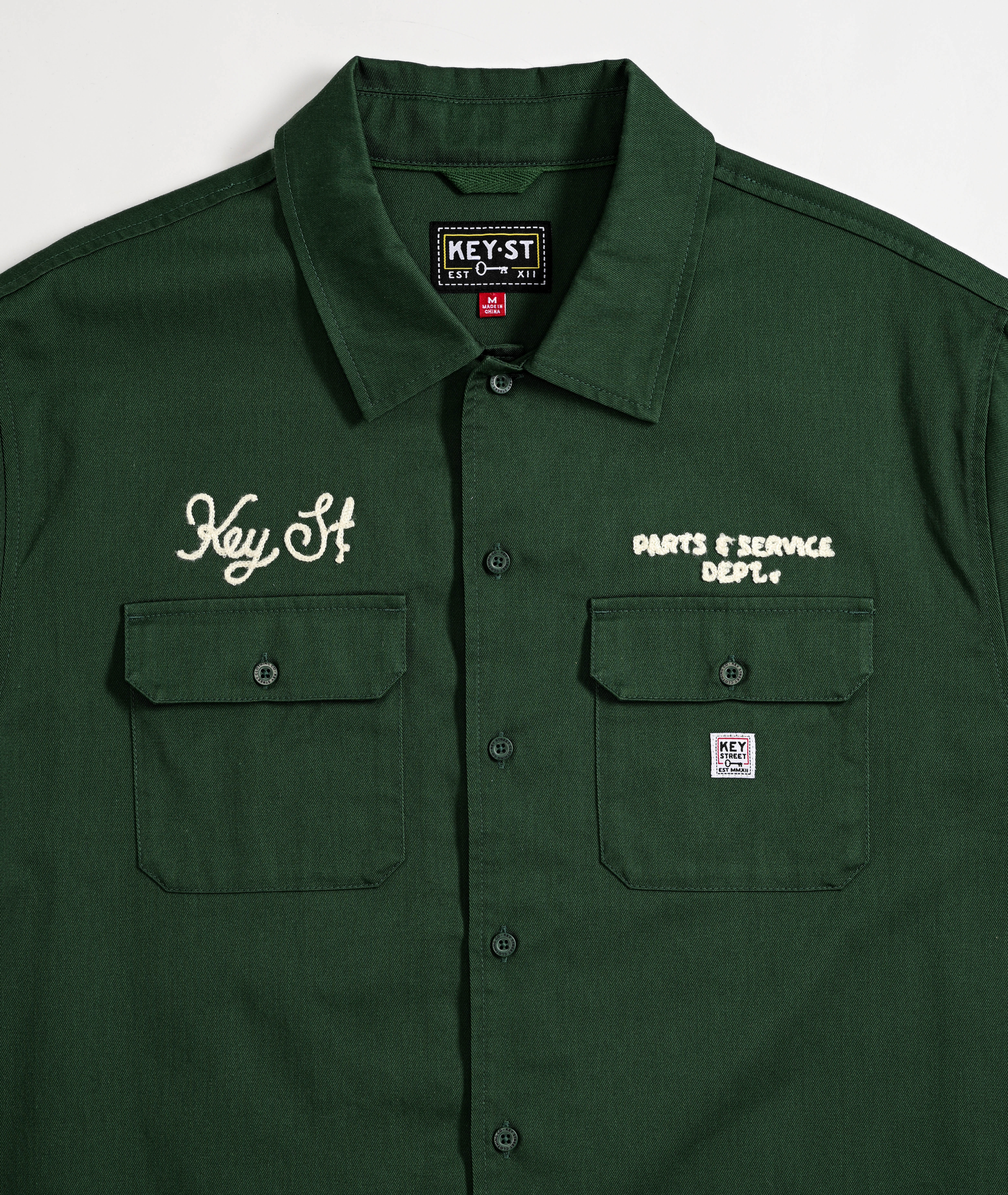 Key Street Parts & Service Work Shirt Green