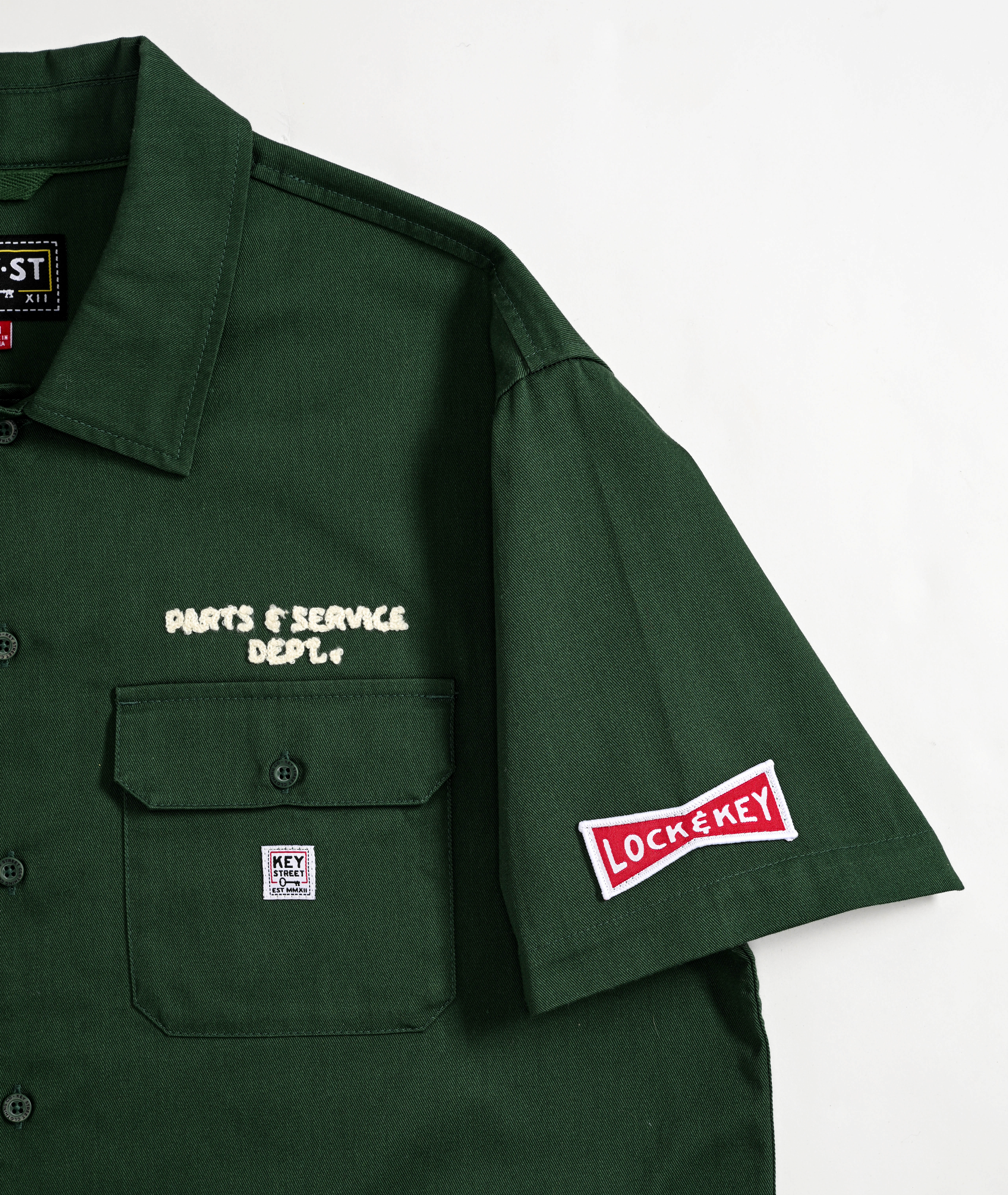 Key Street Parts & Service Work Shirt Green